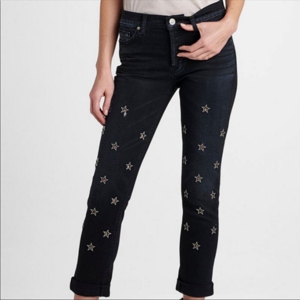 Hudson Riley Crop relaxed straight leg jean star black 26 zip up pants denim